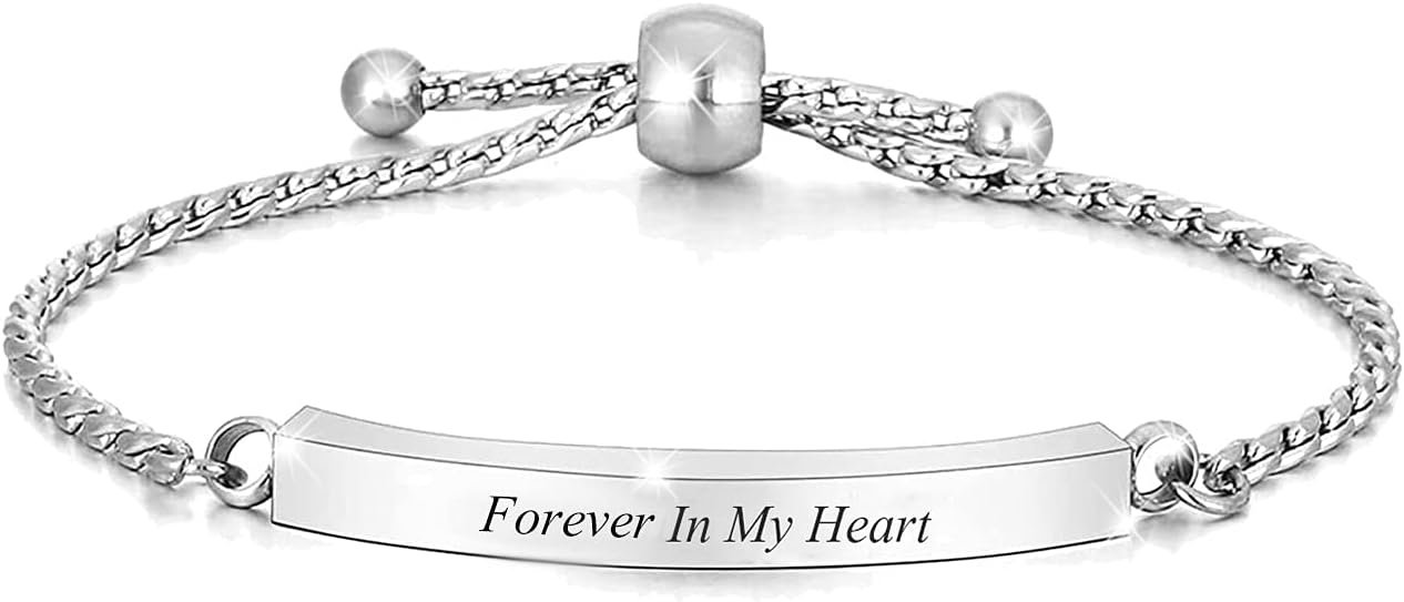 HearbeingtAdjustable Urn Bracelet for Ashes for Women Girls Personalized Custom Stainless Steel Bangle Memorial Cremation Jewelry - Forever in My Heart