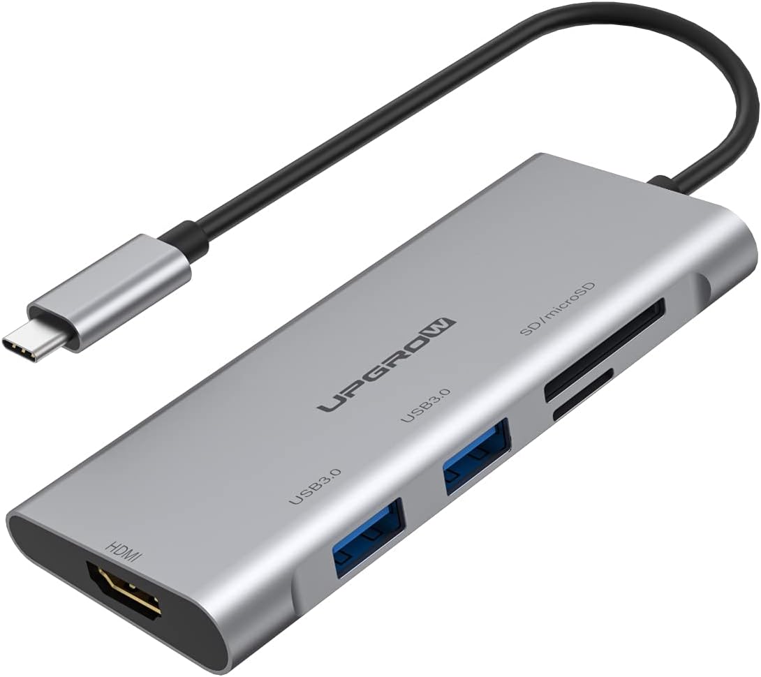 HOTFUN USB C Hub 7in1 UPGROW MacBook HOTFUN×UPGROW Pro Adapter USB C Dongle, 4K HDMI USB3.0 SD/TF Card Reader 100W PD (Latest Version), Black