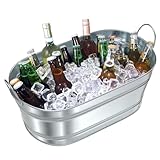 Ice Bucket - Beverage Tub Beer Ice Buckets for Parties - Champagne and Vine Buckets with Handles - Cheers Large Ice Storage Galvanized Tub - 6.2 Gallon - Hold Over 30 Bottles