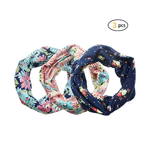 Dofash 3Ps Bowknot Bow Makeup Cosmetic Shower Elastic Hair Band Hairlace Headband Washing Face Shower Headbands Makeup Hairbands Beauty Cute Spa Headbands For Woman (Classic Flower Printed A)