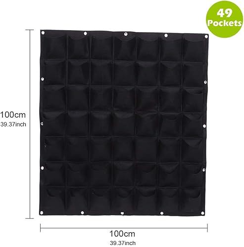 Miniatura 10 de Bolsas de cultivo colgantes para plantar, 72 bolsillos para colgar en la pared, bolsa de cultivo vertical para jardín interior y exterior,