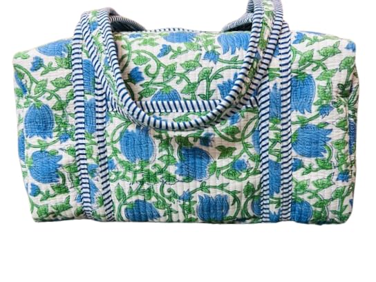 Duffle Bag – Handmade Block Print Duffle, Boho, Weekender, Travel Tote | Overnight Gym Yoga | Sustainable Cotton | Maternity, Hospital & Pregnancy Essentials | Washable (20x10x10