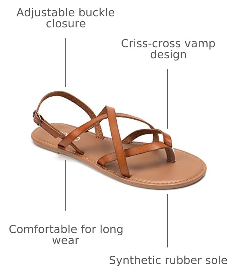Image of Colgo Women's Summer Strappy Flat Sandals, Adjustable Casual Fisherman Sandal with Open Toe Slingback Gladiator Sandals