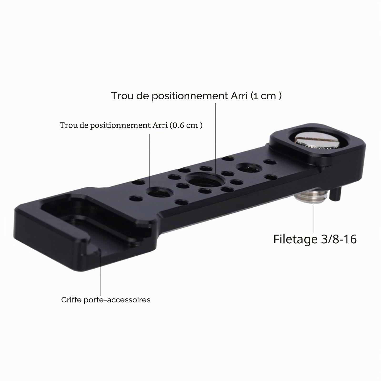 NICEYRIG Support d'extension pour griffe froide, barre à fromage avec griffe froide pour caméra moniteur cage rig/trous de loacting Ar-ri/accessoires de griffe