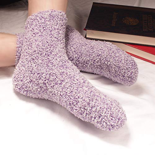 Image of BambooMN Women's Fuzzy Warm Feather Soft Socks - Value Packs