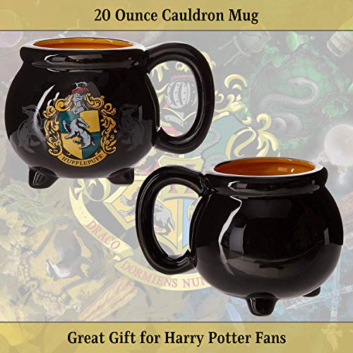 Image of Silver Buffalo Harry Potter House Hufflepuff Crest Cauldron Ceramic 3D Sculpted Mug, 20 oz