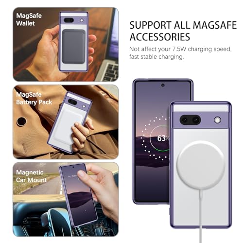 Coque Google Pixel 7a compatible MagSafe antichoc violette fine - 2