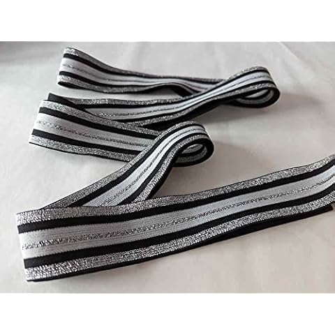 Gummiband 40 mm/Wäschegummi/Elastik Band Schwarz/Silber Cover