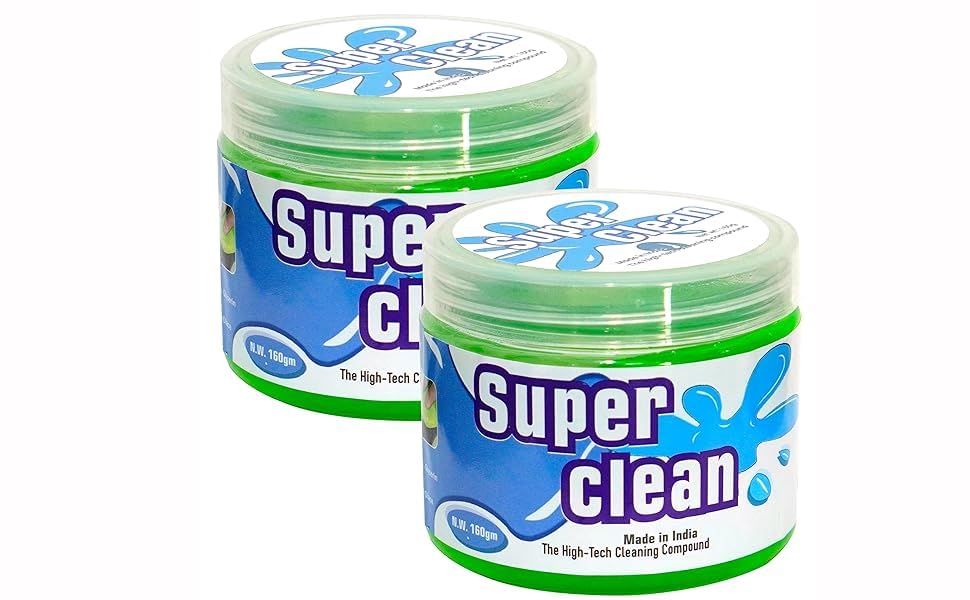 Super Clean Magic Gel Cleaner for Keyboard Computer Laptop Remote Control Remove Dust (Blue/Green) (160 gram, Green, (Pack of 2))
