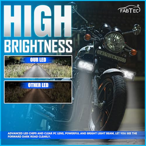 Image of FABTEC 6 Inch Led Bar Light 33 Led with hyper Lens Versatile Off Road Spot & Flood Beam Led Fog Light for Bikes and Scooties with On /Off Switch (White Set of 2) (33 Led 7 Inch)