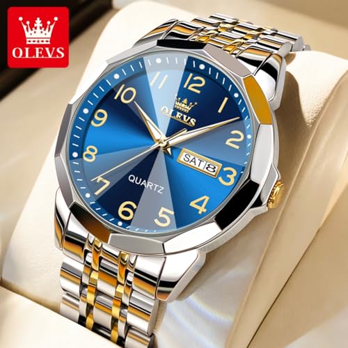OLEVS Watch Men Luxury Watches for Men （Silver/Gold/Blue/Black）(Diamond/Roman Numeral/Arabic Numeral) Dial Watches Stainless Steel Watch Date Waterproof Dress Casual Reloj2