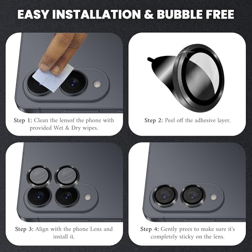 Image of FIRST MART Black Camera Ring Guard Protector for Samsung Galaxy S25 Edge | Tempered Glass with Metal Alloy Rings, HD Clear, Scratch Resistant, Case-Friendly | Pack of 1
