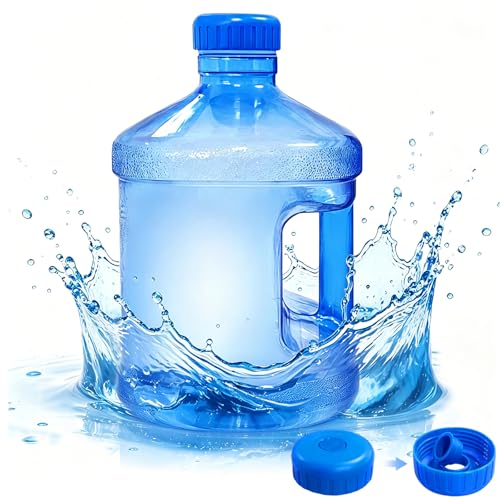 llibaridd 1 Gallon Water Bottle Round Plastic Water Jug with Handle and Screw Cap Large Reusable Leak Proof Bottle for Sports Camping Outdoor Gym