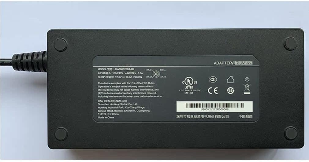 For Huntkey HKA300120B1-7D 12V 20A 240W 4穴 電源 ACアダプター互換用の充電器 パワーサプ