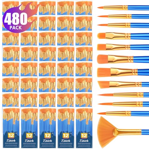 Image of ESRICH Paint Brushes, 40Pack 480pcs Paint Brush for Acrylic Painting