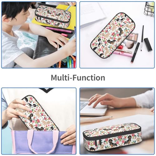 Image of Dachshunds Dog Pencil Case Aesthetic Large Capacity Pen Pouch | Storage Bag with Compartments for Travel School Office Organizer