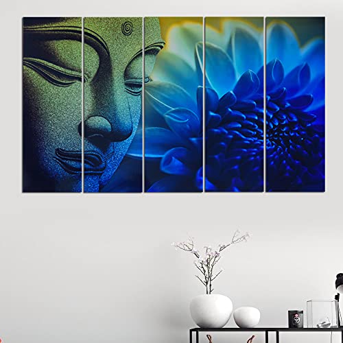 Image of Spacter art Lord Buddha Wall Painting for Living Room Big Size - Meditating Gautam Buddha Painting Wall Decor Peaceful Art for Bedroom, Office, Hotels & Gifting - Wooden Framed (30x60 inch) SP235