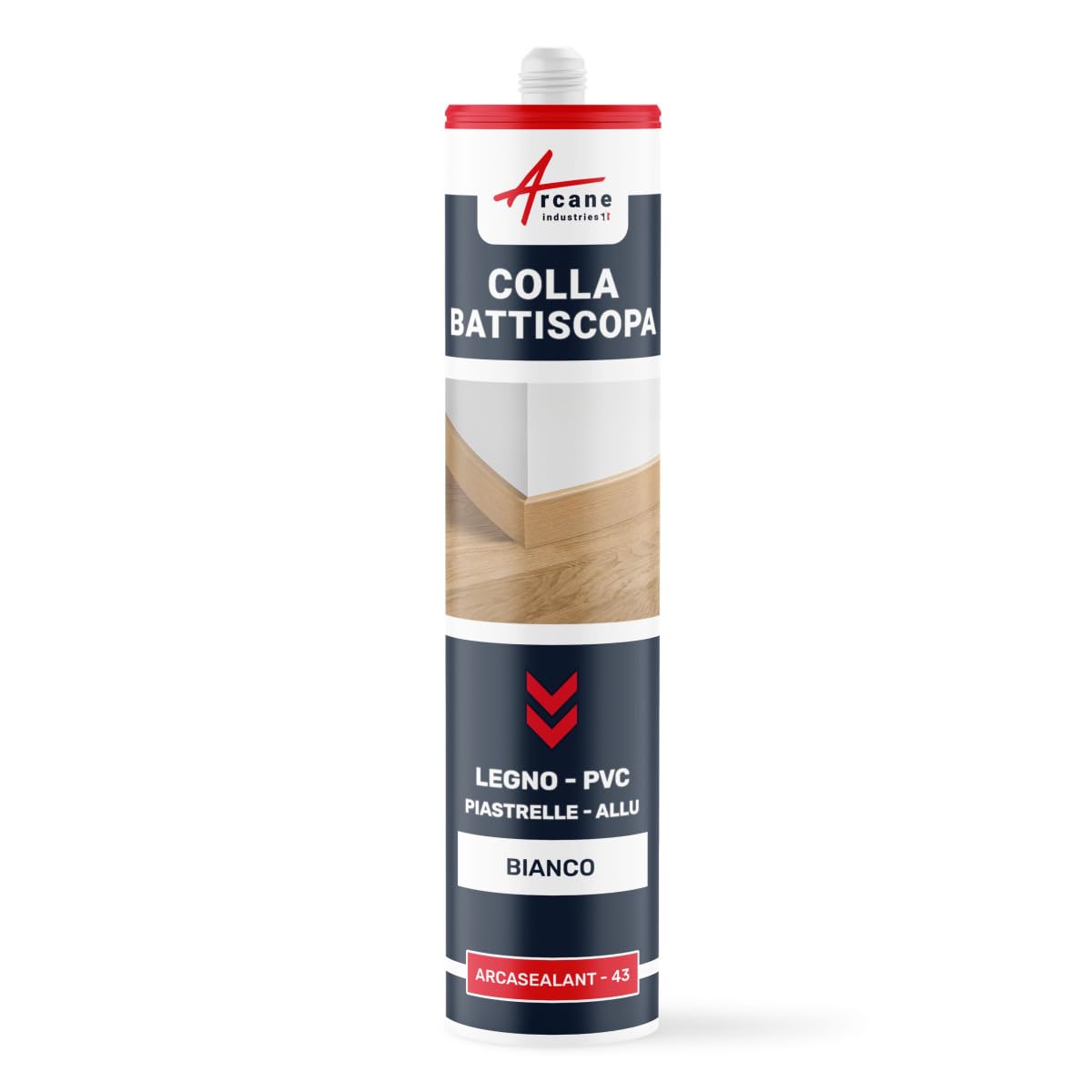 Colla per battiscopa in legno e per e piastrelle, di facile applicazione ARCASEALANT - 43-290 ml x 1 Bianco - ARCANE INDUSTRIES