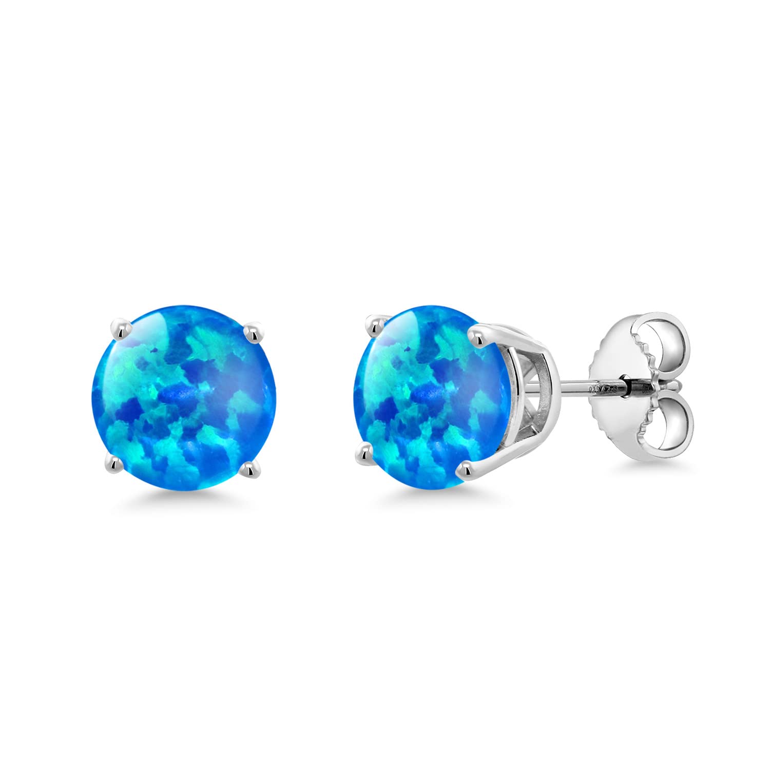 Gem Stone King 2-4 Cttw Round Gemstone Birthstone Stud Earrings For Women Men | 925 Sterling Silver | Round 7MM | Fine Jewelry Gifts for Her Mom Women