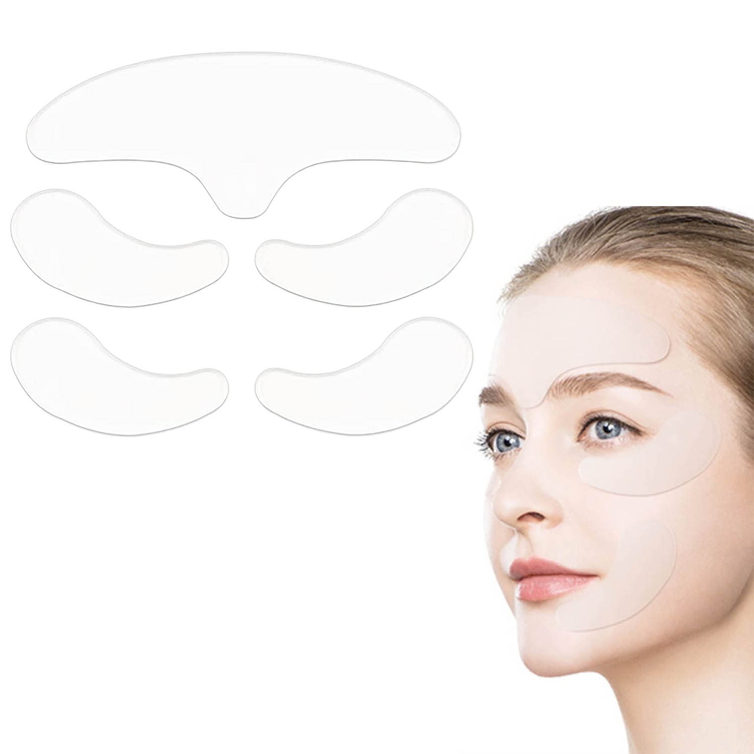 PHCOMRICH Face Wrinkle Patches, Reusable Anti Wrinkle Pads for Face, Smoothing and Reducing Wrinkles Lines around Forehead, Eyes & Mouth for Men and Women
