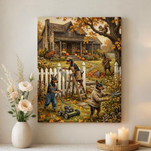 Lienzo de perros y árboles de otoño para llenar de calidez tu hogar
