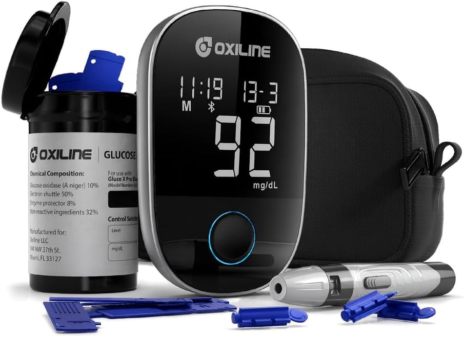 Gluco XS Pro™ Blood Glucose Monitoring System – Bluetooth App-Enabled Glucose Meter, 5-Second Results, Home Self-Testing for Diabetes Management