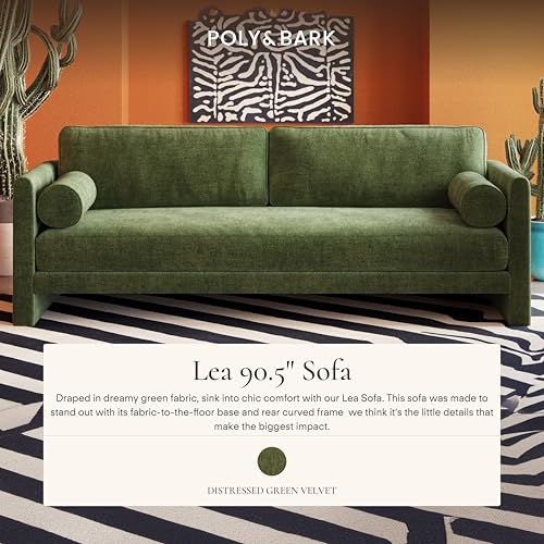 Image of Poly & BARK Fano 99 inch Sofa with Wide Seating Profile, Clean Tailored Upholstery, and Modern Linear Design for Open Living Rooms