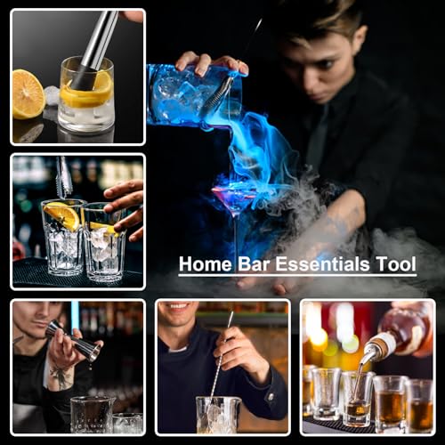 ZHUOYUANTONG Conjunto de Copos de Mistura de Cristal para Coquetéis com Suporte de Bambu, Kit de Bar