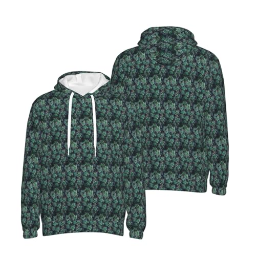 Sweat à capuche vert imprimé succulent avec poche pull de sport décontracté - 6