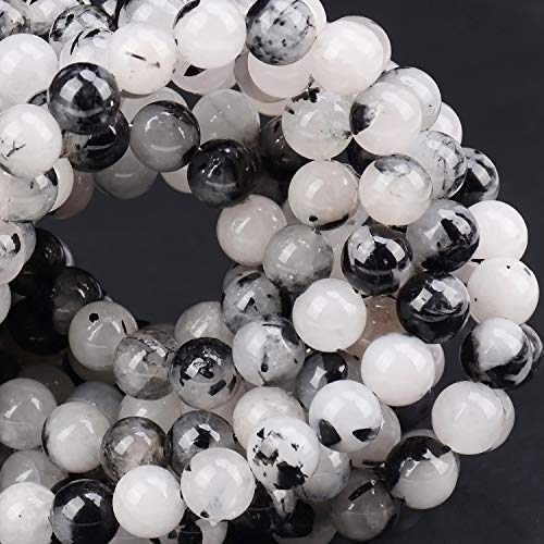 Image of 100PCS Tourmaline Quartz Beads, Smooth Surface, Loose 8mm Tourmaline Quartz Beads for Jewelry Making DIY Gifts, Necklaces, Bracelets, Yoga Bracelets (Tourmaline Quartz, 8MM)