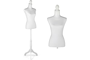 White Female Body Dummy - Adjustable Sewing Mannequin Torso Dress Form with Stand