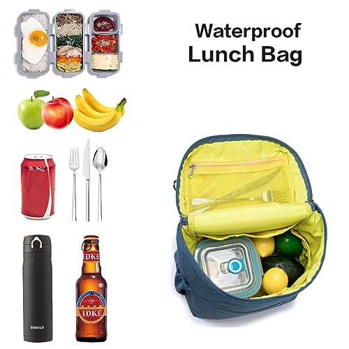 Image of NOL Natural Organic Lifestyle Insulated Lunch Bags for Women Cooler Bag Lightweight Nylon Waterproof Lunch Box For Work (Dusty blue, Large)