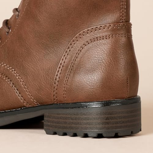 Image of Amazon Essentials Women's Lace-Up Combat Boots with Lug Sole and Side Zipper