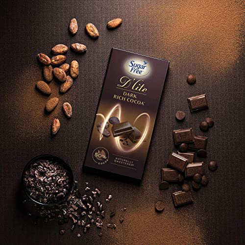 Image of Sugar Free D'Lite Rich Cocoa Dark Chocolate Bar, 40Gm (Pack of 12)