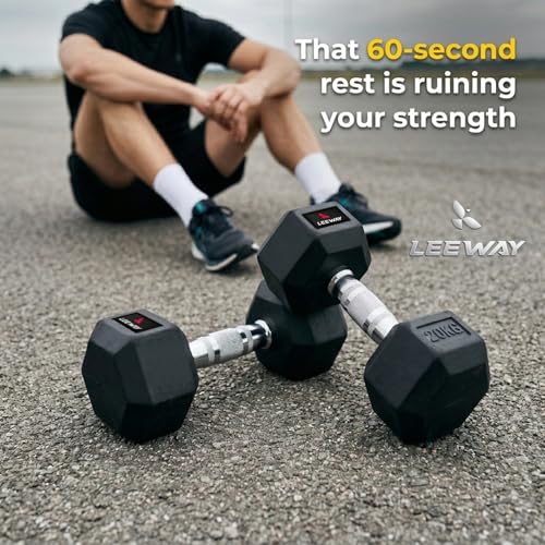 LEEWAY 2.5 Kg Rubber Coated Hex Dumbbells Set of 2 (Total 5 Kg) — Fixed Weight Dumbbells - image 4