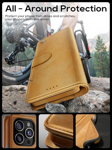 Coque iPhone 16 Pro étui à rabat en cuir PU premium marron - 5