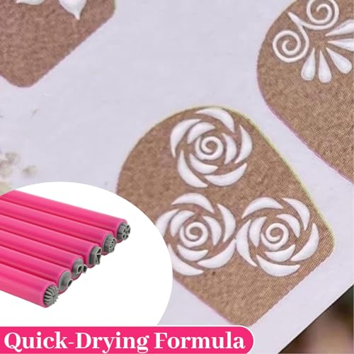 Conjunto de Canetas de Carimbo de Flores para Nail Art de 6 Peças Com Padrões Exclusivos para Mulher