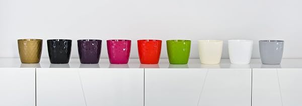KORAD Cristal Indoor Flower Pot Covers without Drainage Holes β Decorative Round Plastic Planters for Indoor & Outdoor Plants β Lightweight, Durable Plant Pots in 9 Colours & 7 Sizes- (Purple, 20 cm) - 2