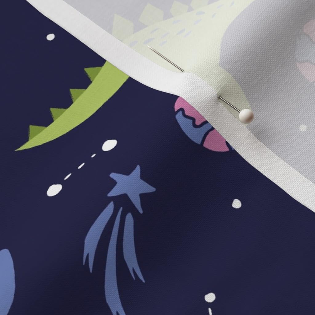 Spoonflower Fabric - Space Dinosaurs Tiny Dinos Astronaut Kids Dino Shower Outerspace Printed on Petal Signature Cotton Fabric by The Yard - Sewing Quilting Apparel Crafts Decor