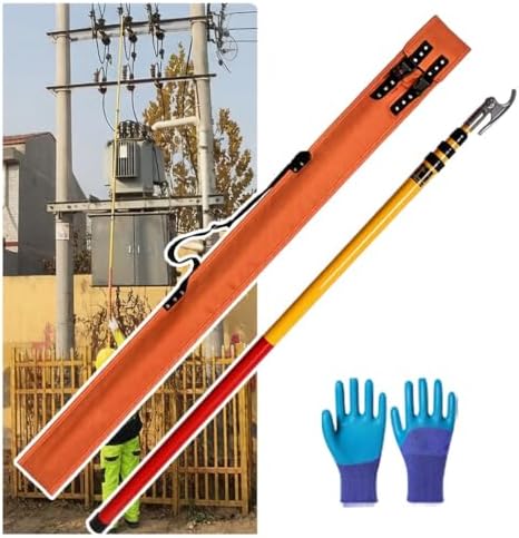 High Voltage Retractable Epoxy Resin Pull Rod, Portable 1.5m (4.9ft) Adjustable Hook, Commercial Safety Tool for Power Stations and Defense