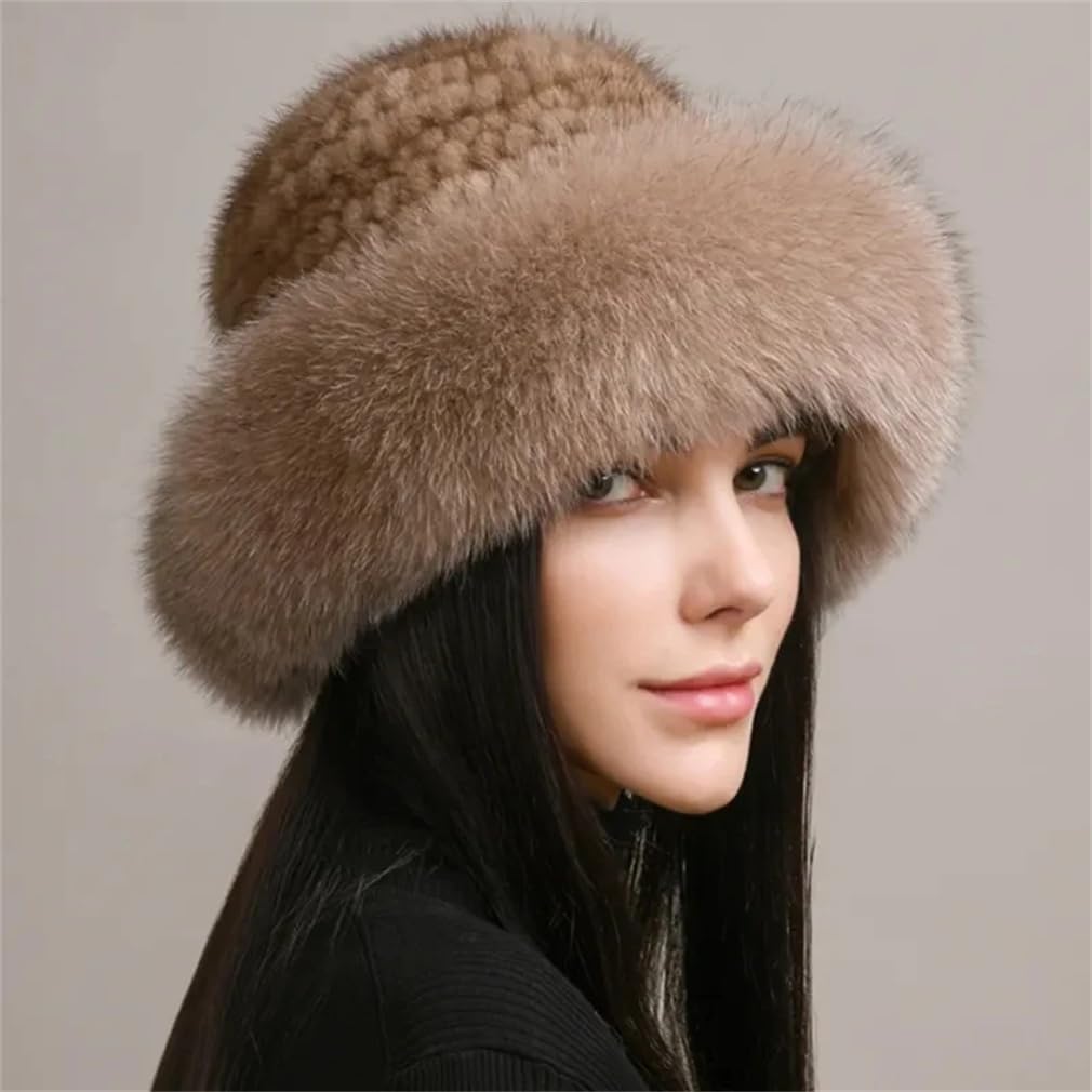 Luxus Gestrickte Eimer Hut Frauen Handgemachte Stricken Cap Mode Winter Kopfbedeckung Warme Mützen,3-One Size