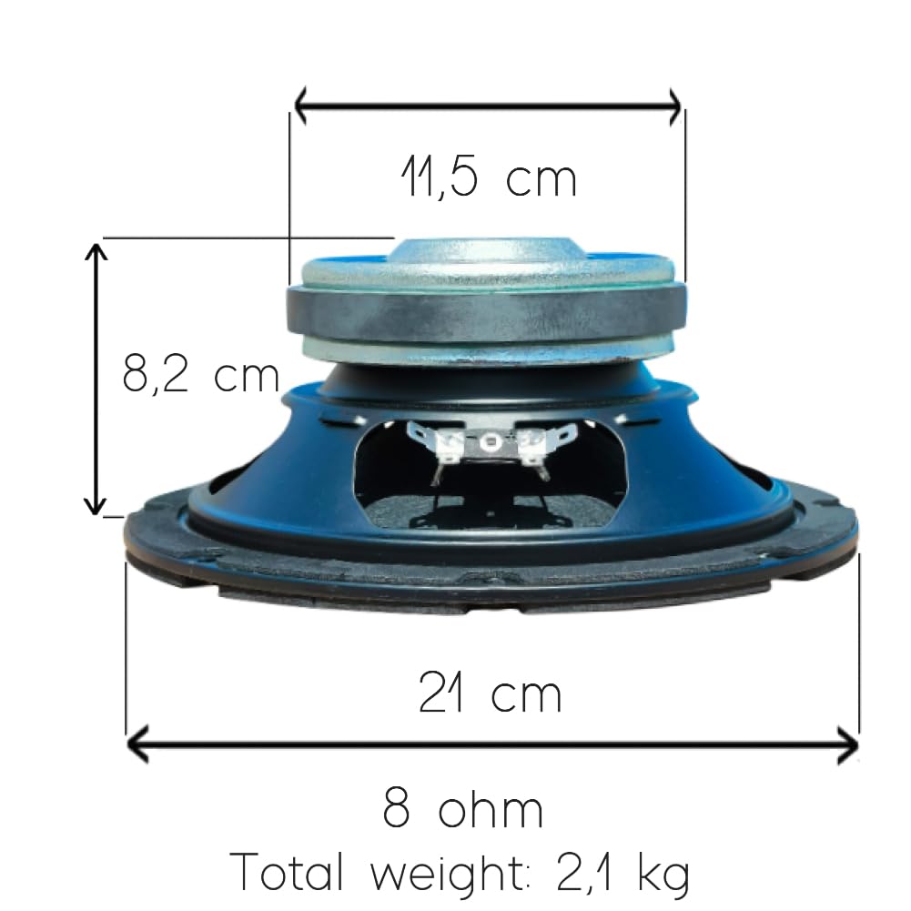 Kit Set para Master Audio BN08/8 1 woofer Profesional 20 cm 200 mm 8" diámetro, 250 Watt rms 500 Watt MAX, impedancia 8 Ohm, sensibilidad 95,5 db, para casa, 1 Pieza