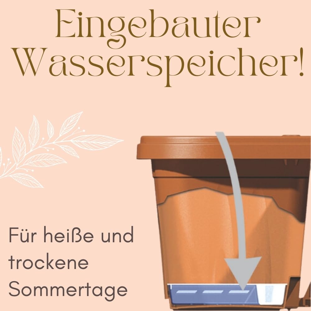 GarPet 4er Set Blumenkasten Balkongeländer Balkon Blumenkasten Balkonkasten mit Halterung Balkonkasten Geländerkasten mit Wasserspeicher 60 cm Terrakotta