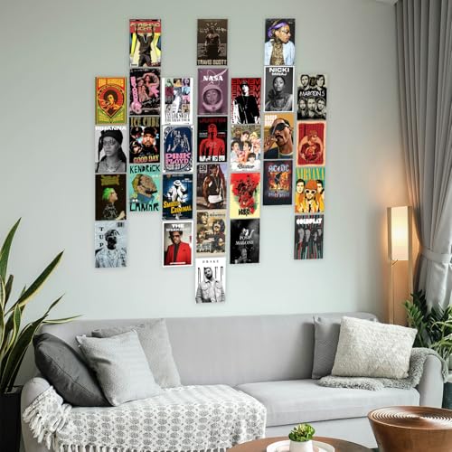 Image of Wallgasm Music Poster Set - Pack of 30, 10x15cm 300GSM Posters | Poster Set For Room, Wall Art for Bedroom, Gym, Office - Musician Posters - Music Wall Collage Kit