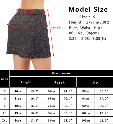 Saia feminina iClosam atlética e leve para corrida, tênis, golfe, esportes, Dark Grey_print, Large