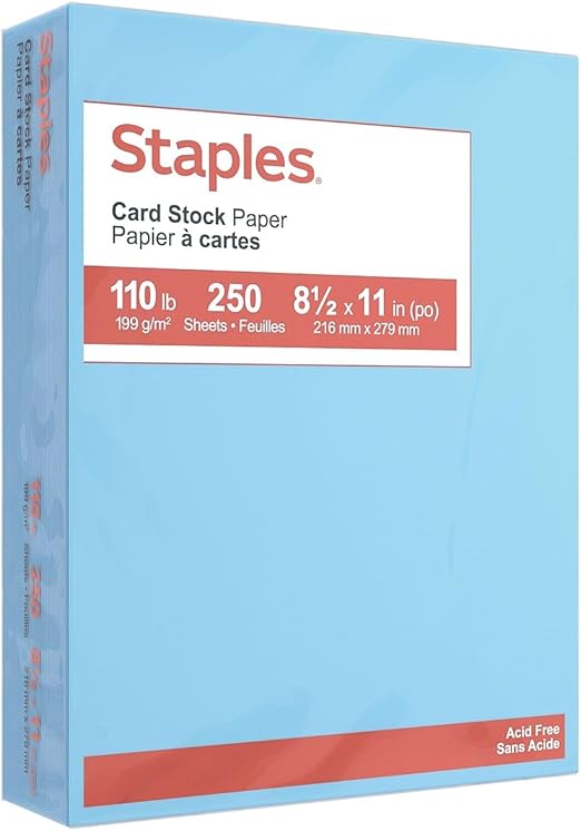 Staples 490891 Cardstock Paper 110 lbs 8.5-Inch x 11-Inch Blue 250/Pack (49702)