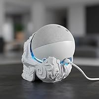 Vista 3 de Base para Alexa Echo Dot 4G y 5G tipo calavera ornamental (blanco granito)