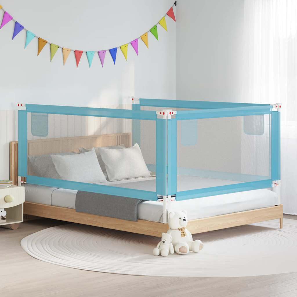 vidaXL Kleinkind Bettschutzgitter Bettgitter Kinderbettgitter Babybettgitter Gitter Kinderbett Babybett Rausfallschutz Blau 200x25cm Stoff