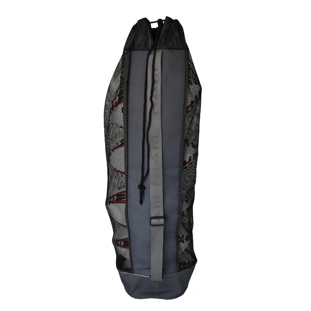 Ram Rugby Ball Tube Bag, Adjustable Carry Strap, Holds 5 x Size 5 Rugby Balls, Dark Grey With Black Mesh Panels - Image 3