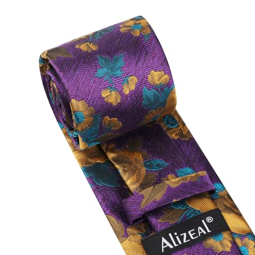 Image of Alizeal Mens 3.15'' Colorful Flower Pattern and handkerchief Necktie Set
